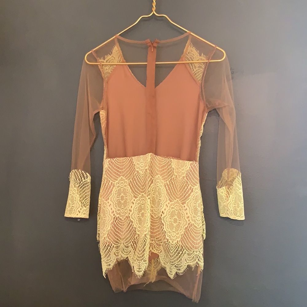 [Boutique] Neon/Nude Sheer Dress - Size Small - Picture 6 of 6